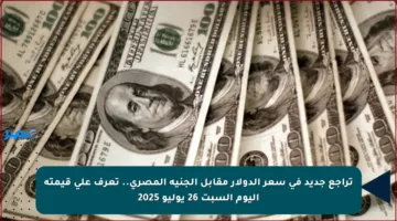 تراجع جديد في سعر الدولار مقابل الجنيه المصري.. تعرف على قيمته اليوم السبت 26 يوليو 2025